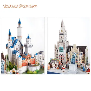 40 cm Bavaria city Line Architektura, Socha, Budovy, 3D Model DIY Karton Montážní Bloky Hračky miniaturní Micro Krajiny