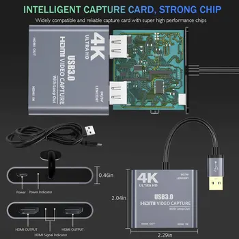 4K 1080P USB 3.0 na HDMI Video Audio Game Capture Kartu S Smyčku Z Plné 1080p 60 Záznamu Přes DSLR Videokamera