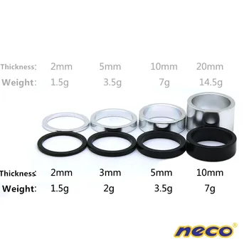 4pc Neco 1 Palec je 25,4 mm 20/10/5/3/2mm Kolo Headset Kmenových Al Kola Vidlice Nastavení Prachový Kryt Distanční Podložka Příslušenství