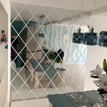 58pcs Diamanty, Trojúhelníky Wall Art Akrylové Zrcadlo Samolepka na Zeď 3D DIY Nástěnné Nálepky Umění Domova Děti Pokoje Obývací Pokoj