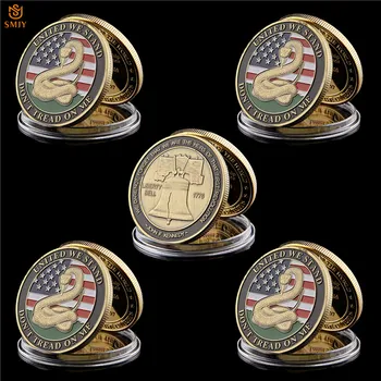 5kusů 1766 Americký Had Liberty Bell Medaili Token Mědi Barevné USA Vojenskou Výzvu Pamětní Mince Kolekce