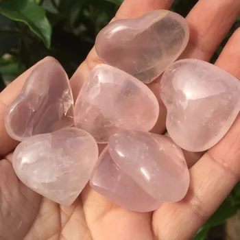 7pcs malý drahokam šperky výrobu přírodní pimk rose quartz kámen crystl srdce léčení drahokam krystal srdce jako dárek