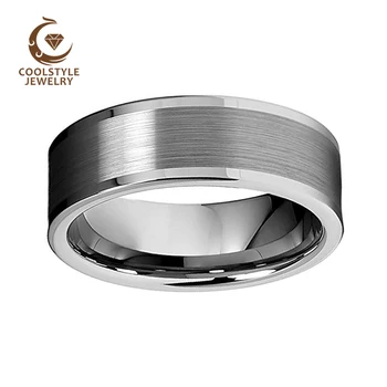 8MM Pánské Dámské Wolframu Snubní prsten Stříbrné Barvy, Leštěný Leštěný Skončil Pohodlí Fit