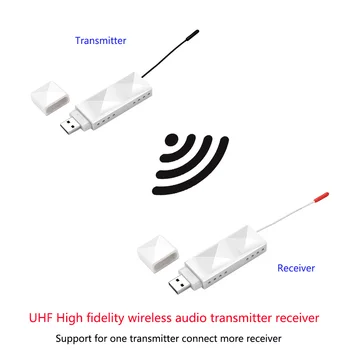 90M UHF Bezdrátové hi-fi Audio Digitální Vysílač Přijímač S 3,5 Audio Kabely pro Telefon, Počítač, Zesilovač