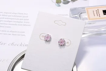925 Sterling Silver Pink Crystal Zirkony Cherry Blossom Flower Stud Náušnice Pro Ženy, Dívka Brincos S-e242