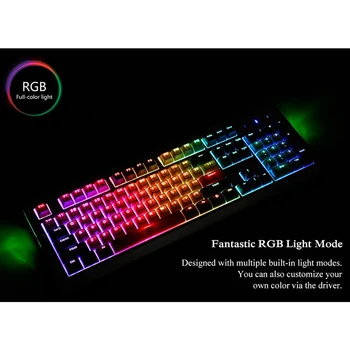 Ajazz AK510 104 Klávesy, Mechanická Klávesnice Retro Gaming Keyboard, RGB Podsvícení, Drátové Klávesnice, Dva-barva PBT Míč Key Cap Ergonomické