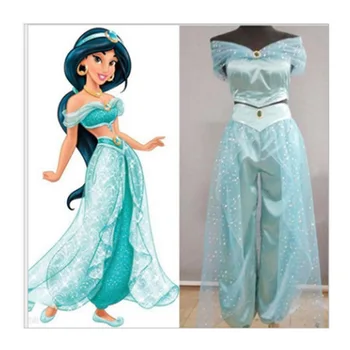 Aladdin Jasmine Princess Cosplay Ženy, Dívka Fancy Dress Up Party Kostým Sady
