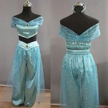 Aladdin Jasmine Princess Cosplay Ženy, Dívka Fancy Dress Up Party Kostým Sady