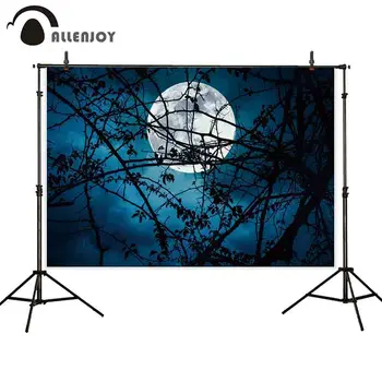 Allenjoy fotografie, pozadí Halloween noc, obloha, měsíc, strom, větve, pozadí, photocall focení rekvizity studio focení
