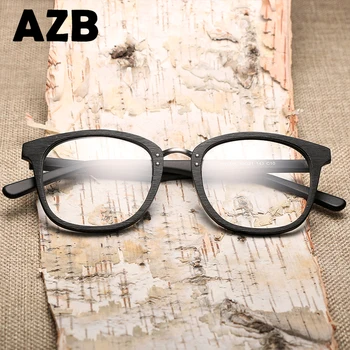 AZB Ručně vyráběné Dřevěné Brýle rám s Jasné čočky Mužů optické Brýle rámy, Ženy, Dřevo, Obilí Plain Brýle na Čtení