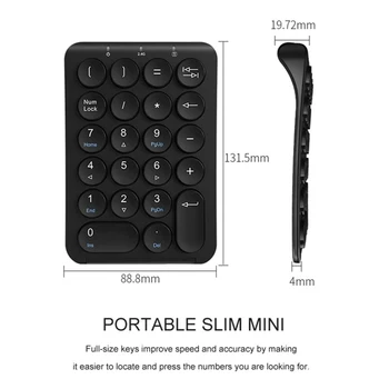 B. O. W Portable Slim Mini Číslo Pad,22 Klíče 2,4 Ghz Wireless USB Numerická Klávesnice Keyboard pro Notebook Desktop PC