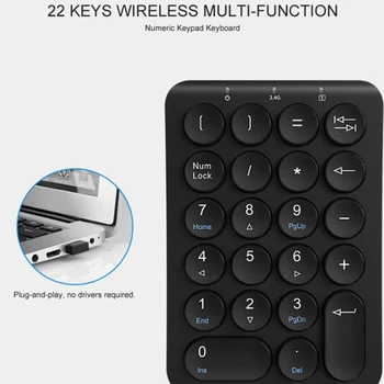 B. O. W Portable Slim Mini Číslo Pad,22 Klíče 2,4 Ghz Wireless USB Numerická Klávesnice Keyboard pro Notebook Desktop PC