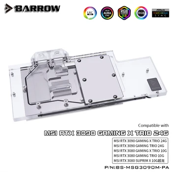 BARROW Vodní Blok použít pro MSI RTX3080 GAMING X TRIO/MSI RTX3090 HERNÍ TRIO GPU karta podporuje Původní Backplate 5V 3PIN-RGB