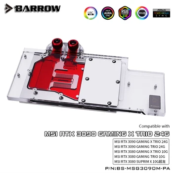 BARROW Vodní Blok použít pro MSI RTX3080 GAMING X TRIO/MSI RTX3090 HERNÍ TRIO GPU karta podporuje Původní Backplate 5V 3PIN-RGB