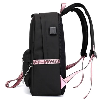 Batoh Lisa Rose JENNIE Školní Tašky back pack Černá Růžová Mochila Cestovní Tašky Notebook Řetězce korejské USB Port Dospívající Dívky Student