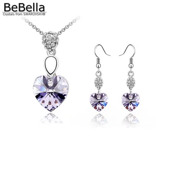 BeBella svatební šperky sady srdce náhrdelník Vyrobené se Swarovski Elements