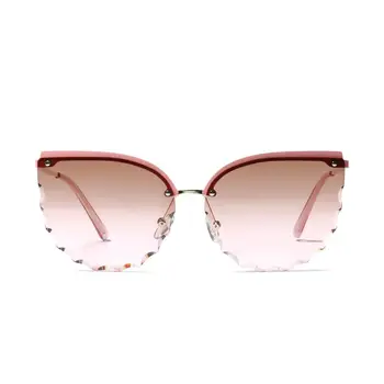 Bez obrouček Cat Eye sluneční Brýle, Ženy Nadrozměrné Módní 2021 Nové Vintage Velký Odstíny Ženské Design, Luxusní Sluneční Brýle, UV400 Brýle