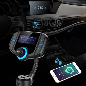 Bluetooth, FM Vysílač Bezdrátový In-auto Rádio Auto Adaptér Kit s Quick Charge 3.0 + 5V/2.4 A Inteligentní IC Dual USB Nabíječka do Auta