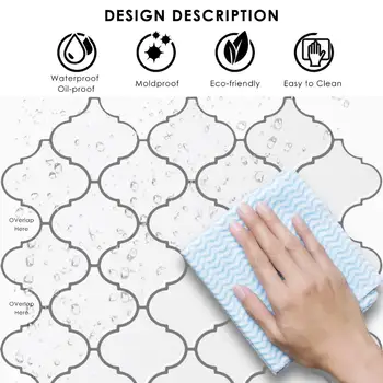 Bílé arabské Lucerna Zdi Dlaždice 3D Vinyl Samolepka Samolepící Tapety Peel a Stick Náměstí pro Kuchyň Koupelna Backsplash