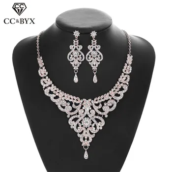 CC Náušnice a Náhrdelník Luxusní Šperky Sady Svatební Doplňky Pro Svatební Ženy, Přítelkyně, Párty Styl Velkoobchod Crystal D020