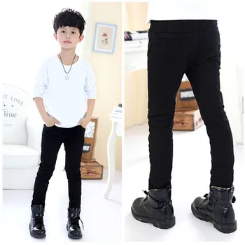 Chlapci černé strečové jaře a na podzim nohou kalhoty anti-džíny Korean jaře dlouhé kalhoty 2020 nové vnější opotřebení