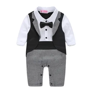 Chlapeček oblečení dětské obleky Novorozené Dítě Dítě Chlapci Tuxedo Gentleman Romper Dupačky Kombinéza Svatební Oblečení děti chlapci oblečení