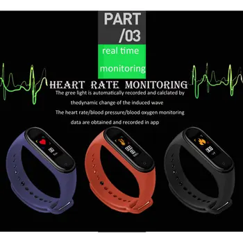 Chytrý Náramek Srdeční Frekvence, Krevního Tlaku, Monitorování Spánku Krokoměr Fitness Barevný Displej Náramek Pro Android IOS Telefon