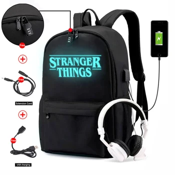 Cizí Věci, Batoh multifunkční USB nabíjecí pro teenagery kluci Student Dívky, Školní Tašky, cestovní Světelný Taška Notebook Pack
