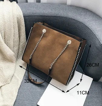 CROWDALE Řetězce taška přes rameno Slavný návrhář nýt kabelky Dámské luxusní messenger tašky pro ženy bolsa feminina torebka damska