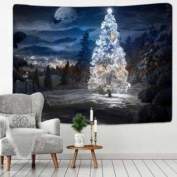 Crystal Vánoční Strom Gobelín Vánoční Umění Zdi Visí Gobelín Vánoční Maják, Sněhová Vločka Domácí Pokoj Dekorace Dárek