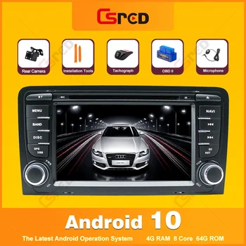 Csred Android 10 Auto Rádio Pro Audi A3 S3 8P RS3 8P1 Sportback Multimediální Přehrávač, GPS Navigace, DVD Přehrávač Stereo Hlavy Jednotka