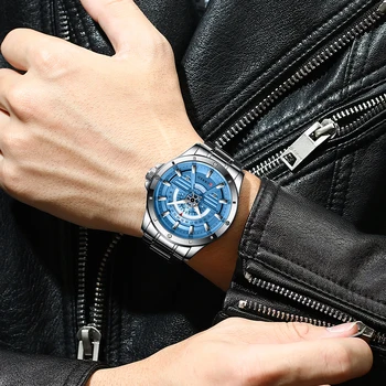 CURREN Hodinky Pánské 2020 Moderní Quartz Nerezové Oceli Náramkové hodinky pro muže Silver blue Podnikání Kreativní Hodiny montre homme