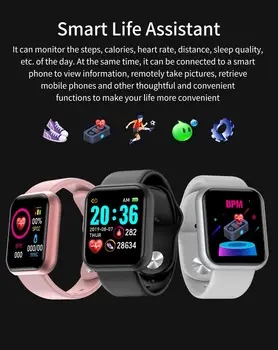 D20 Bluetooth Inteligentní Hodinky Muži Vodotěsné Sportovní Fitness Tracker Chytrý Náramek Krevní Tlak, Srdeční Frekvence Monitoru Y68 Smartwatch