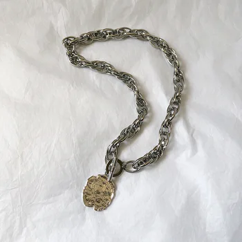 DIEZI 2020 Vintage Módní Tlustý Řetěz Náhrdelník Kovový Gold Silver Barevné Geometrické Přívěskem Náhrdelník Pro Ženy Muži Strana Šperky