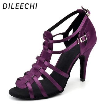 DILEECHI Dámské Latin taneční boty Černé Saténové Pohodlné Taneční Boty latina Pro Ženy, Výška Podpatku 10 cm