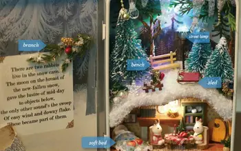 DIY 3D Snow Dream Doll House Miniaturní Dřevěné Puzzle Domeček pro panenky Mini Nábytek Dekorace Hračky pro Dítě Narozeniny Jemné Dárkové Krabičce
