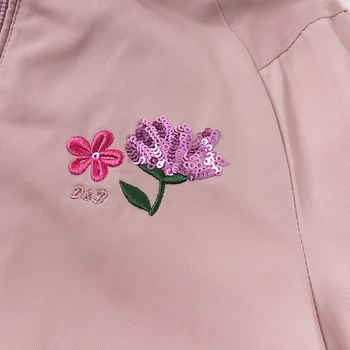DKH14230 dave bella podzimní dětské dívčí módní květinové kapsy na zip s kapucí kabát roztomilé děti topy vysoce kvalitní svrchní oblečení
