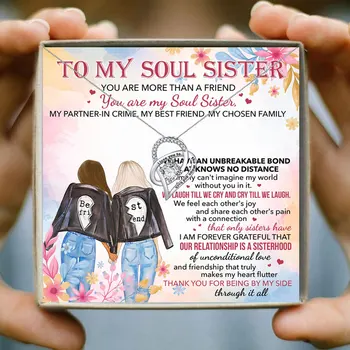 Do Duše Sestra Srdce Crystal Přívěsek Náhrdelník Miluji Tě na Měsíc a Zpět Náhrdelníky pro Ženy Estetický Dárek pro Sestry