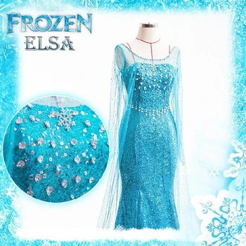 Doprava zdarma dospělý Elsa Frozen princezna s pláštěm Halloween cosplay oblečení pro ženy JQ-1003