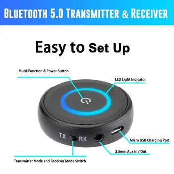 Duální Připojení k Bluetooth 5.0 CSR8670 Aptx Nízkou Latencí Aux 3,5 mm RCA TV Audio Vysílač, Přijímač Bezdrátový Hudební Adaptér pro TV