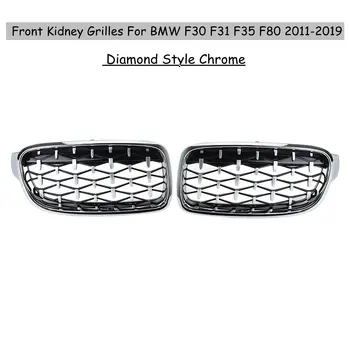 Dvojice ABS Auto Přední Diamond Ledvin Mříž Pro BMW F30 F35 F80 Saloon, Estate 2011-2019(Černý Lesk/Chrom/Lesklá Černá A Chrom)