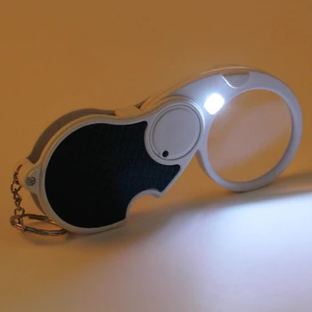 Dvojitý Objektiv LED Lupa Skládací Klíčenka Kapesní Osvětlené Kapesní Magnifie Velikost pro Čtení Šperky Hodnocení