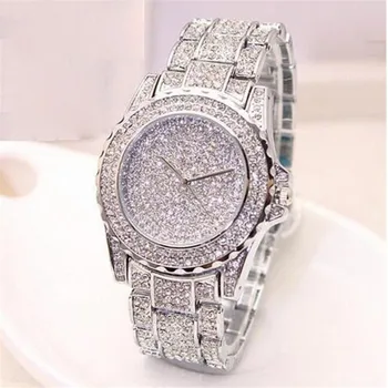 Dámské náramkové Hodinky Quartz Ženy Hodinky Reloj Mujer Diamond Crystal Plné Oceli Sliver Ženy Hodinky Hodiny Relogio Feminino 2019