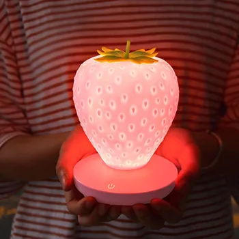 Dítě Noční Lampa LED Touch Stmívatelné USB Noční Světlo Silikonové Jahoda Tvar Mini Roztomilý Noční Lampa Pro Děti Dárek