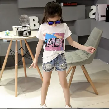 Dívčí pearl džíny 2-12 letní hot prodej korejský malé a střední dětské šortky teplé kalhoty dětské Legíny