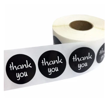 Děkuji sticker1000pcs černý a bílý design nálepka label3.8 cm,samolepicí slupovací štítek odizolování a svatební těsnění dárek