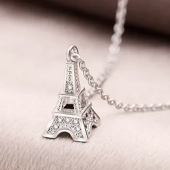 Eiffelova Věž šatonové přívěskem náhrdelník pro ženy zirkon vtipný náhrdelník kreativní dárek na Vánoce
