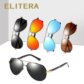 ELITERA Vysoce Kvalitní Pilotní sluneční Brýle Muži UV400 Polarizované Sluneční brýle Doplňky Řidičské Brýle