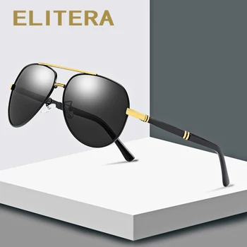 ELITERA Vysoce Kvalitní Pilotní sluneční Brýle Muži UV400 Polarizované Sluneční brýle Doplňky Řidičské Brýle