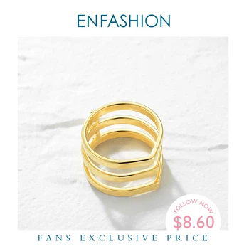 ENFASHION Punk 3 Řádky Vrstvené Prsten z Nerezové Oceli Zlaté Barvy Midi Koleno Prst prsten Pro Ženy Módní Šperky Anillos R4016